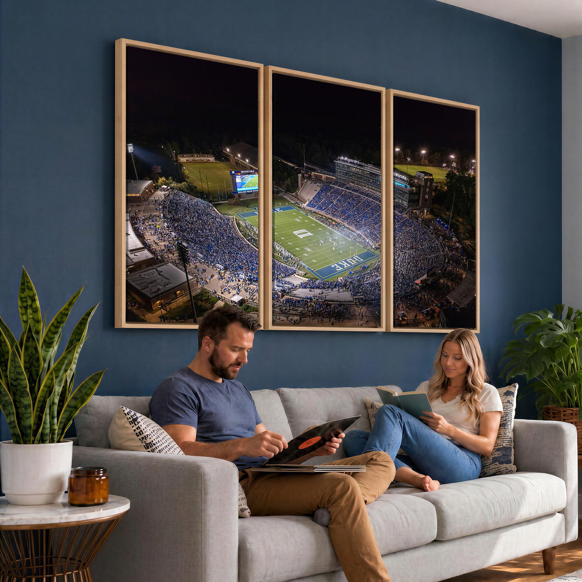 42347-MGV-CV-36X24 - Duke University Blue Devils Football Print Canvas - Durham Wallace Wade Stadium Wall Art Canvas