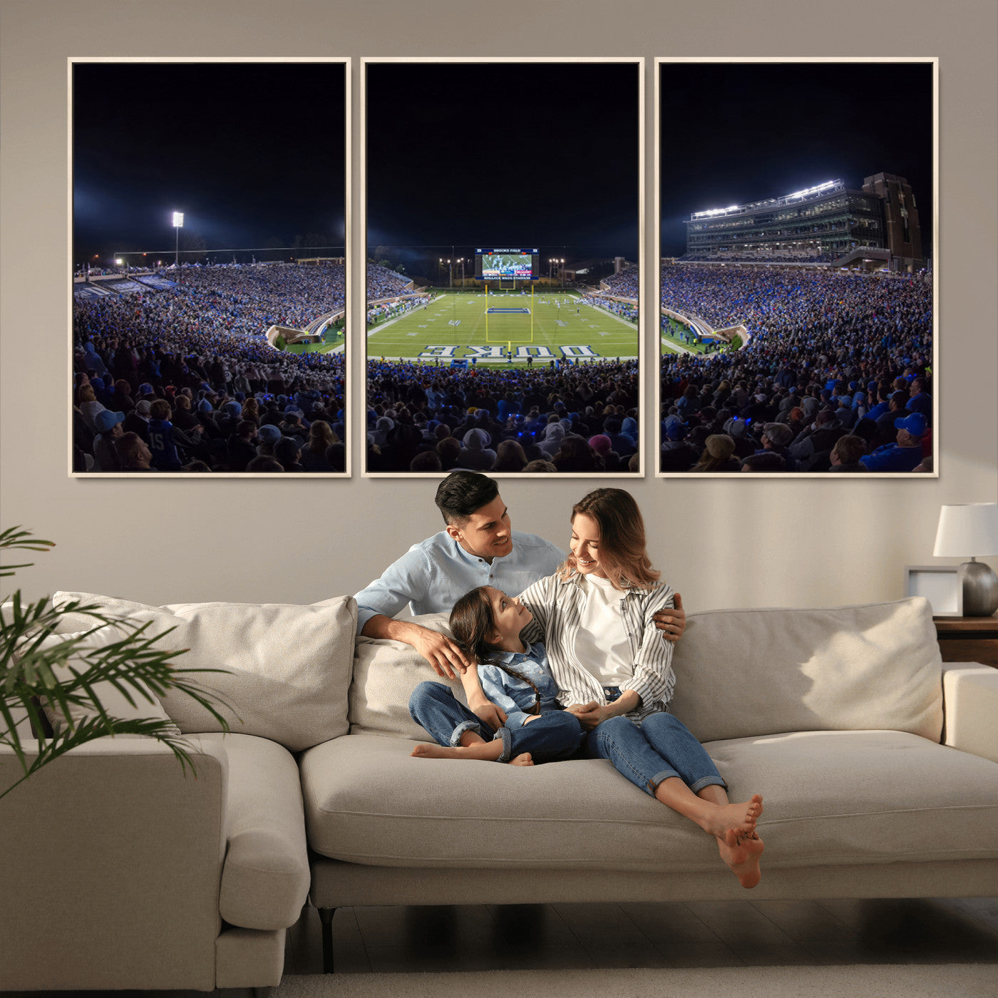 MGV-FC-60X30-3P - Duke University Blue Devils Football Team Print - Durham Wallace Wade Stadium Wall Art Canvas Print