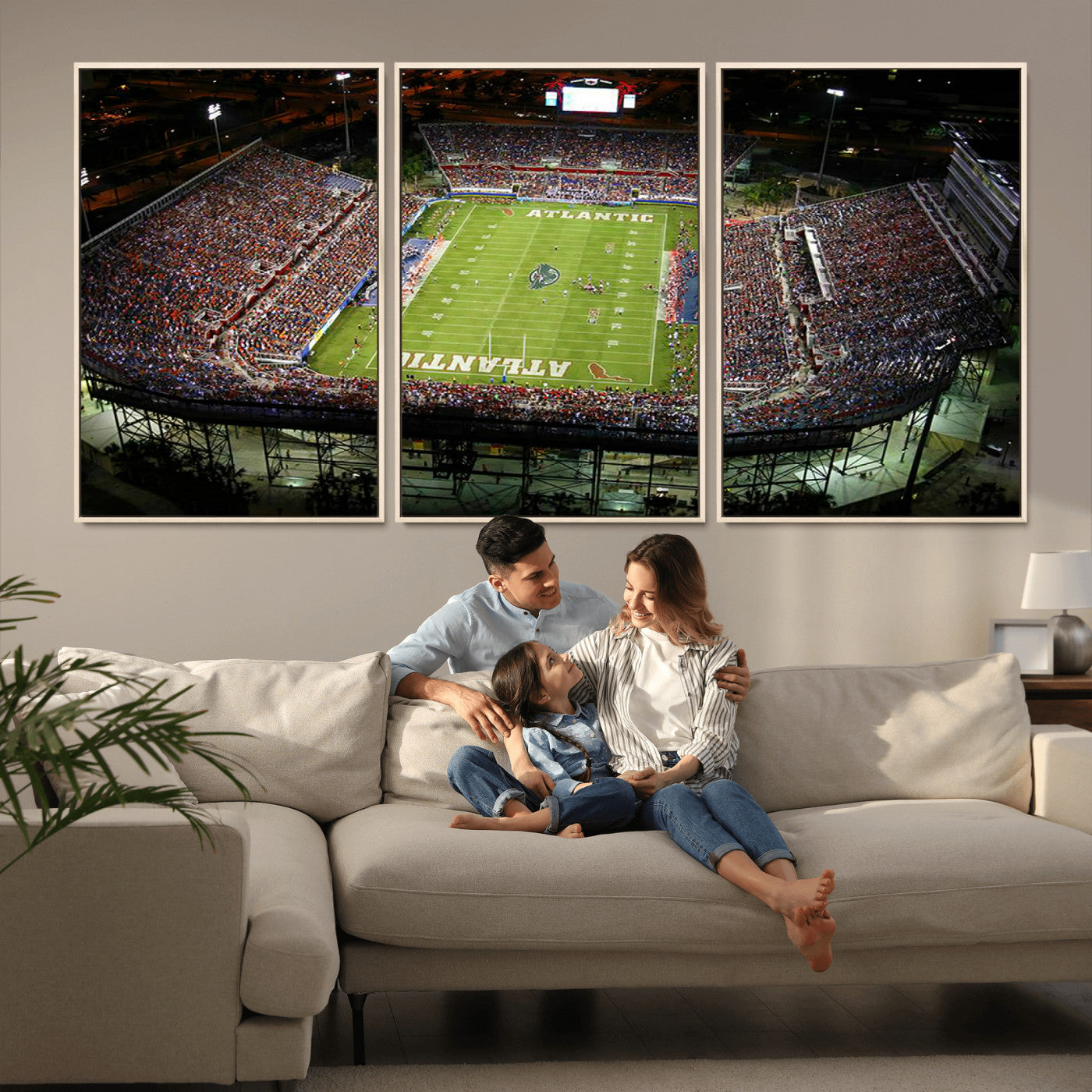 MGV-FC-60X30-3P - Florida Atlantic University Owls Football Team Print - Boca Raton FAU Stadium Wall Art Canvas Print