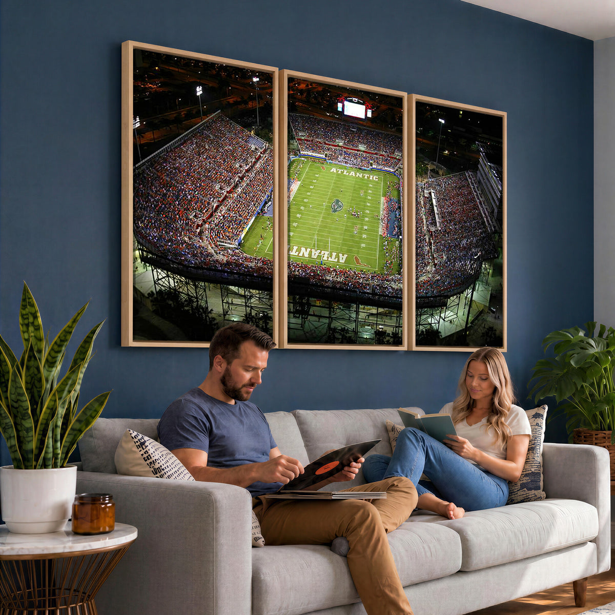 72354-MGV-CV-36X24 - Florida Atlantic University Owls Football Team Print - Boca Raton FAU Stadium Wall Art Canvas Print