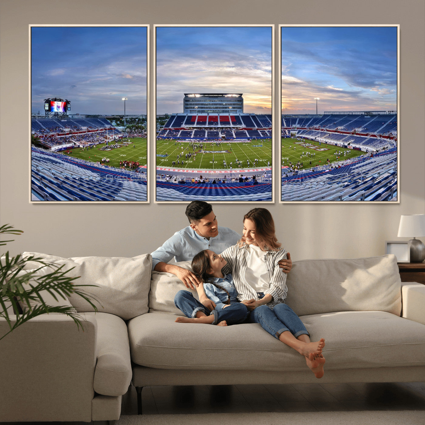 MGV-FC-60X30-3P - Florida Atlantic University Owls Football Team Print - Boca Raton FAU Stadium Wall Art Canvas Print