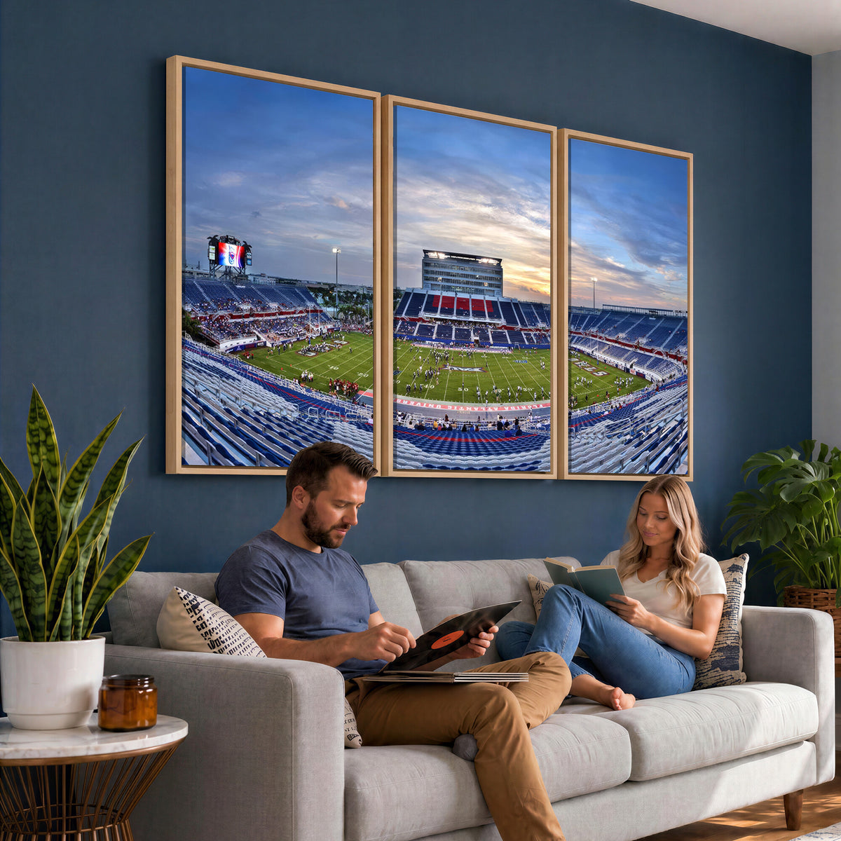 69559-MGV-CV-36X24 - Florida Atlantic University Owls Football Team Print - Boca Raton FAU Stadium Wall Art Canvas Print