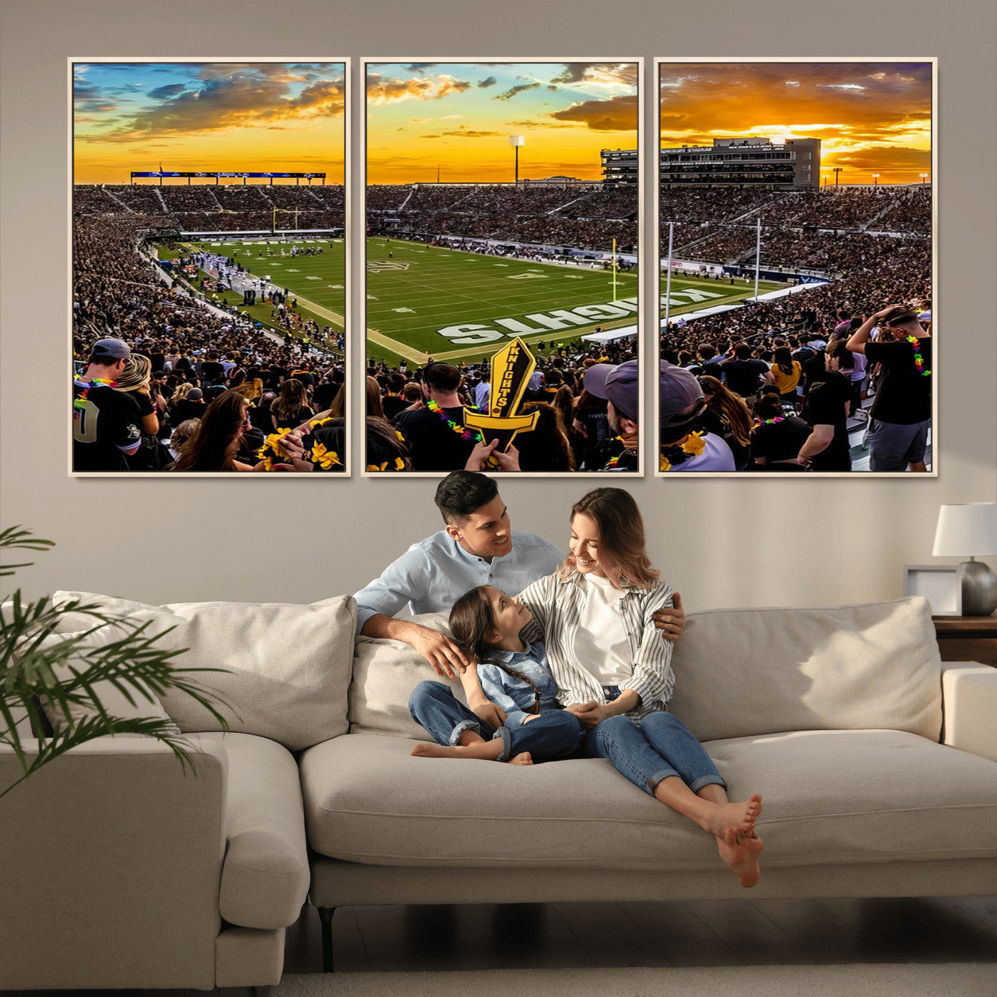 MGV-FC-60X30-3P - UCF Knights Football Team Print - Orlando FBC Mortgage Stadium, UCF Knights Wall Art Canvas Print