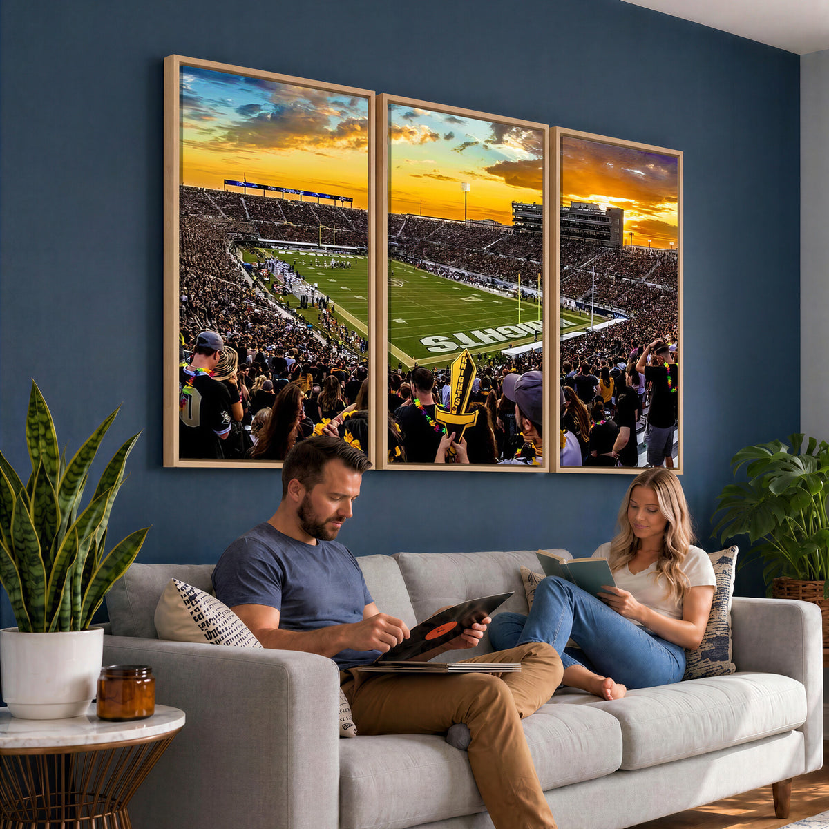 66803-MGV-CV-36X24 - UCF Knights Football Team Print - Orlando FBC Mortgage Stadium, UCF Knights Wall Art Canvas Print