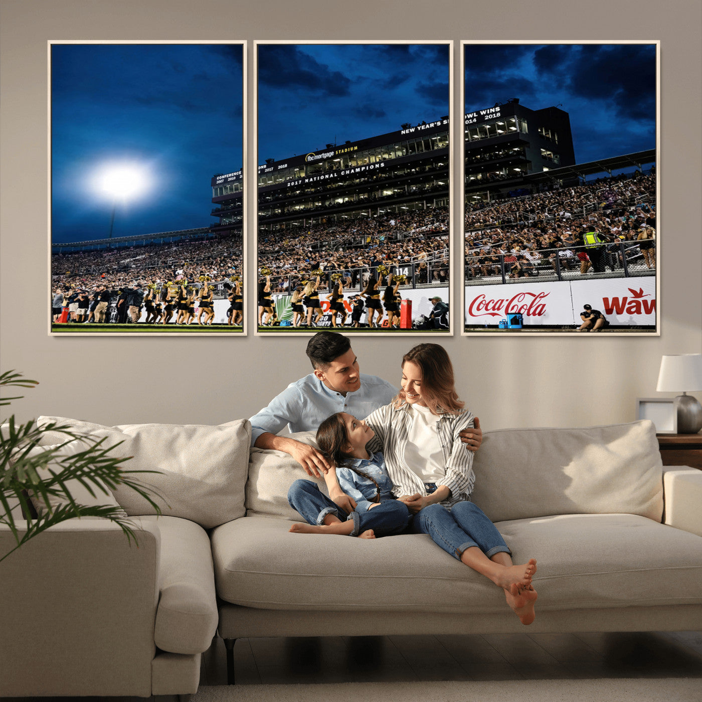 MGV-FC-60X30-3P - UCF Knights Football Team Print - Orlando FBC Mortgage Stadium Wall Art Canvas Print