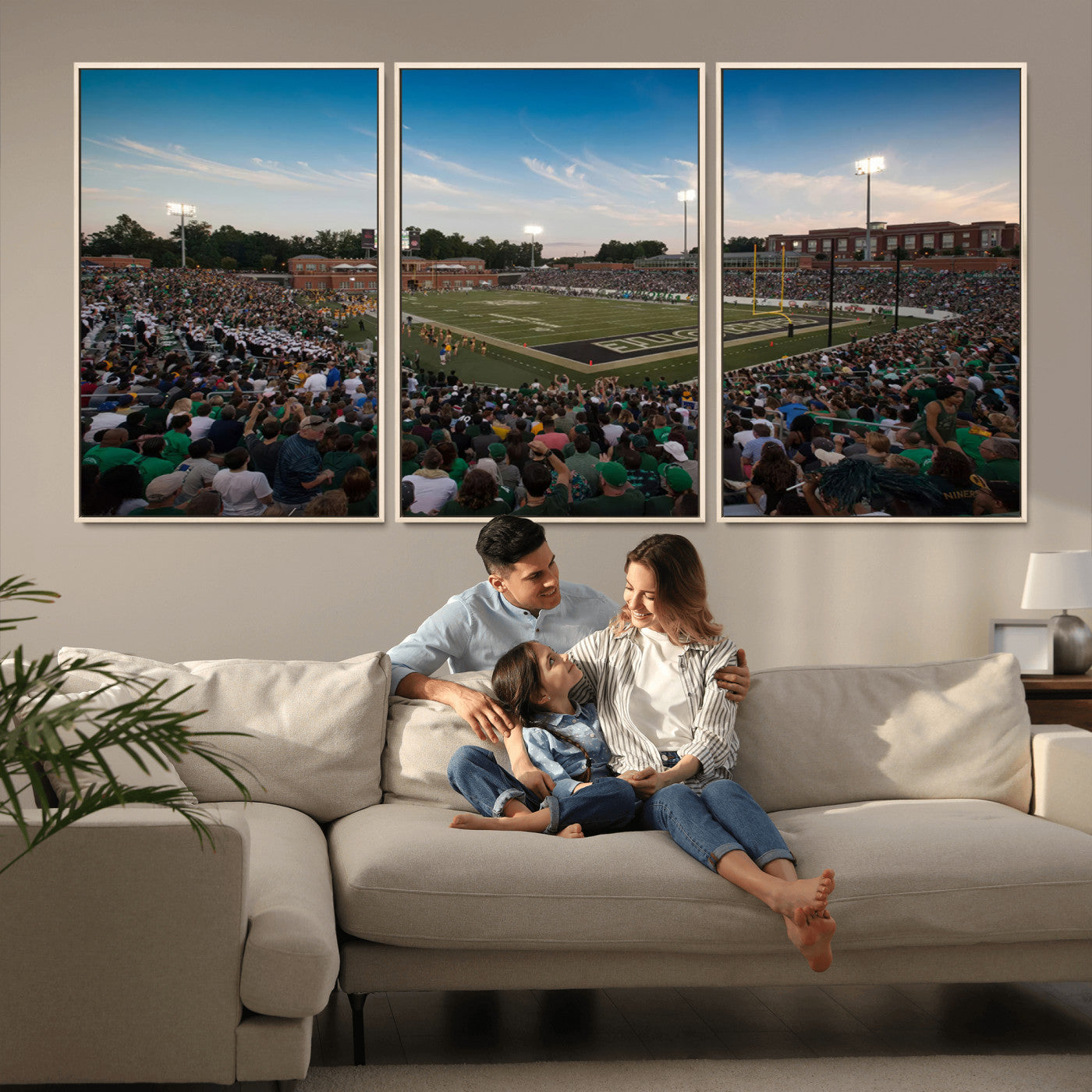 MGV-FC-60X30-3P - University of Charlotte 49ers Football Team Print - Charlotte Jerry Richardson Stadium Wall Art