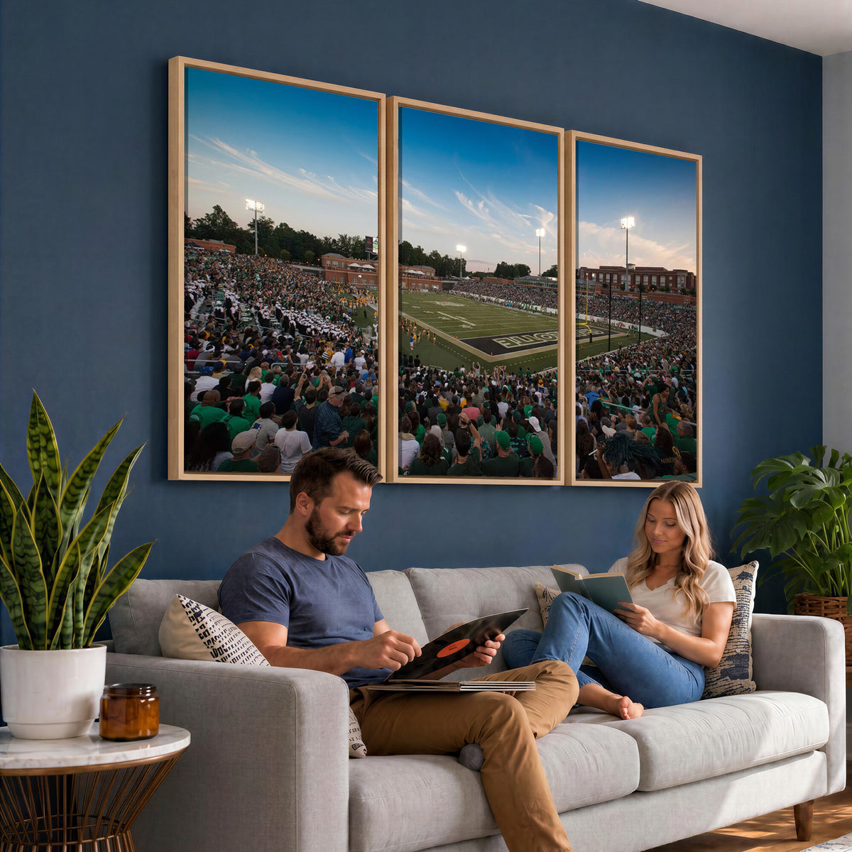 12290-MGV-CV-36X24 - University of Charlotte 49ers Football Team Print - Charlotte Jerry Richardson Stadium Wall Art