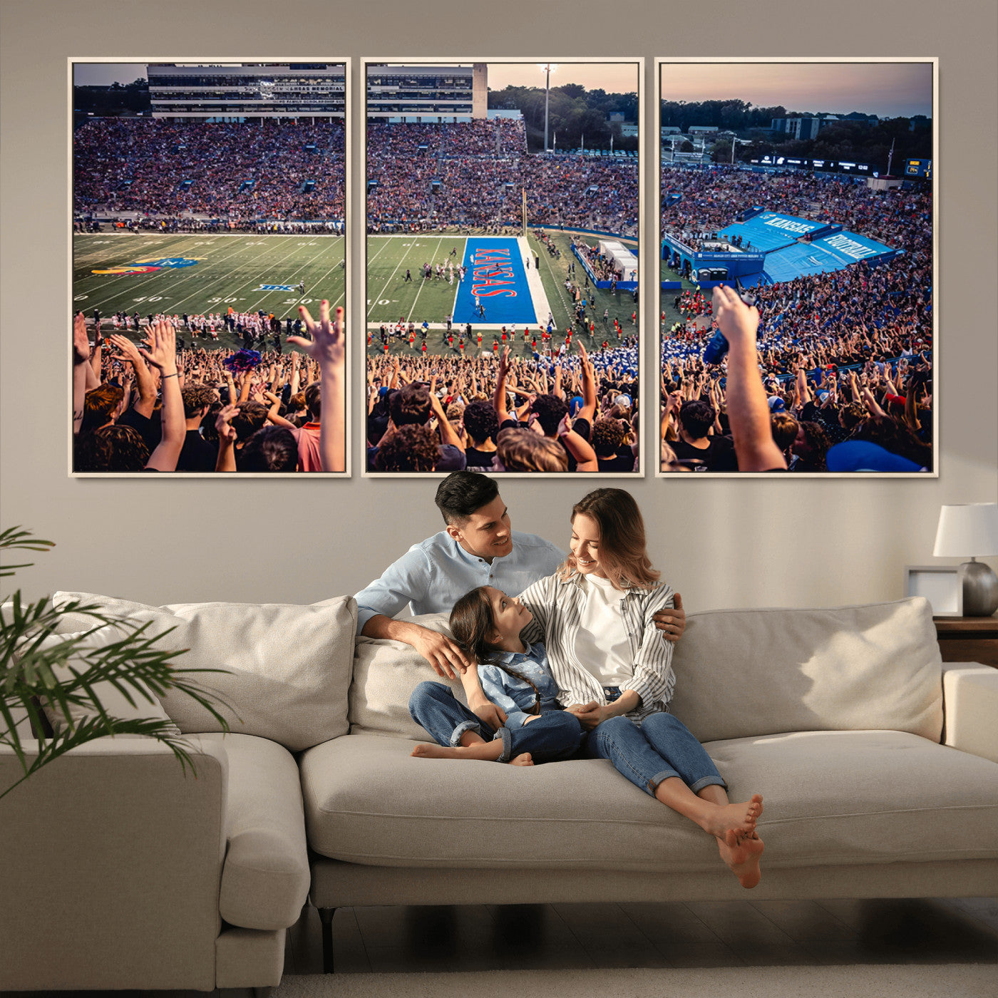 MGV-FC-60X30-3P - University of Kansas Jayhawks Football Team Art Print - Lawrence Kansas Memorial Stadium Wall Art