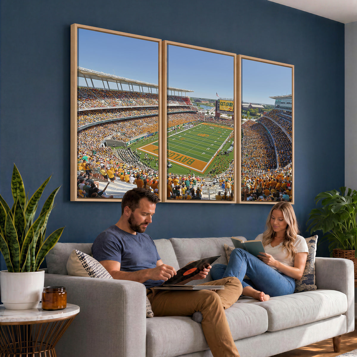 49912-MGV-CV-36X24 - Baylor University Bears Football Team Print - Waco McLane Stadium Wall Art Canvas Print