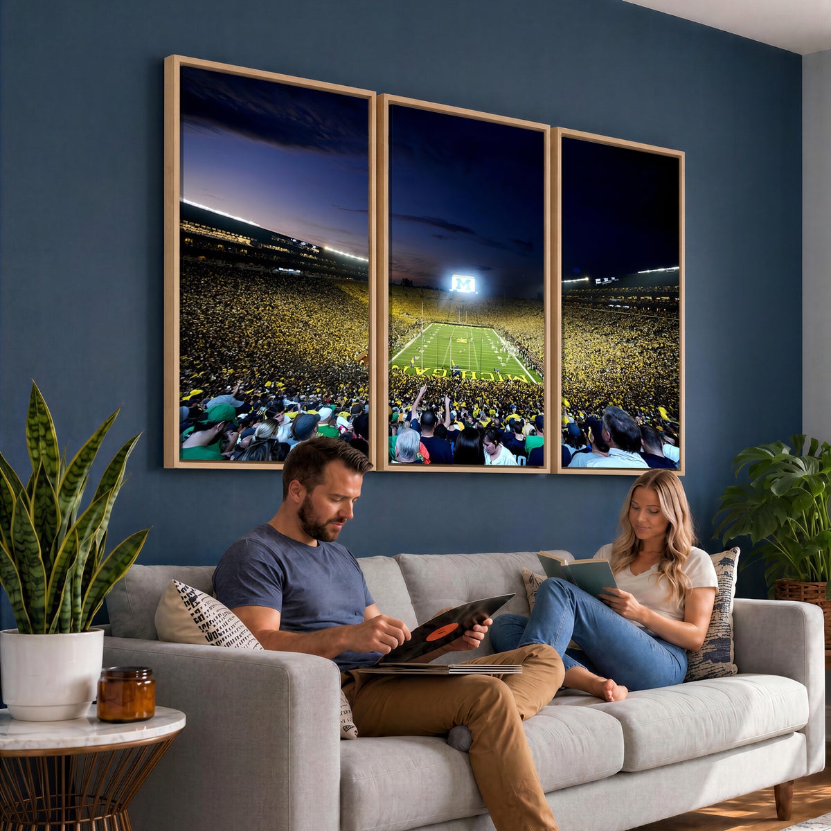 22115-MGV-CV-36X24 - University of Michigan Wolverines Football Team Print - Ann Arbor Michigan Stadium Canvas Print