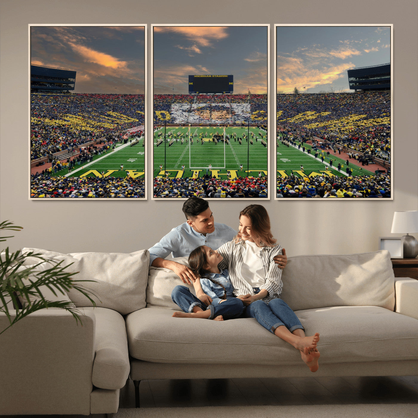 MGV-FC-60X30-3P - University of Michigan Wolverines Print Canvas, Football Team Print - Ann Arbor Michigan Stadium