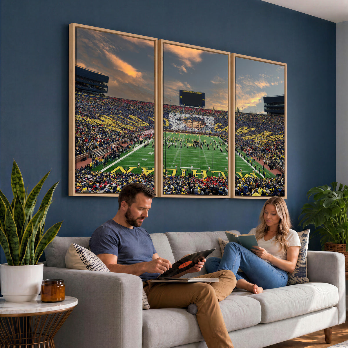 81843-MGV-CV-36X24 - University of Michigan Wolverines Print Canvas, Football Team Print - Ann Arbor Michigan Stadium