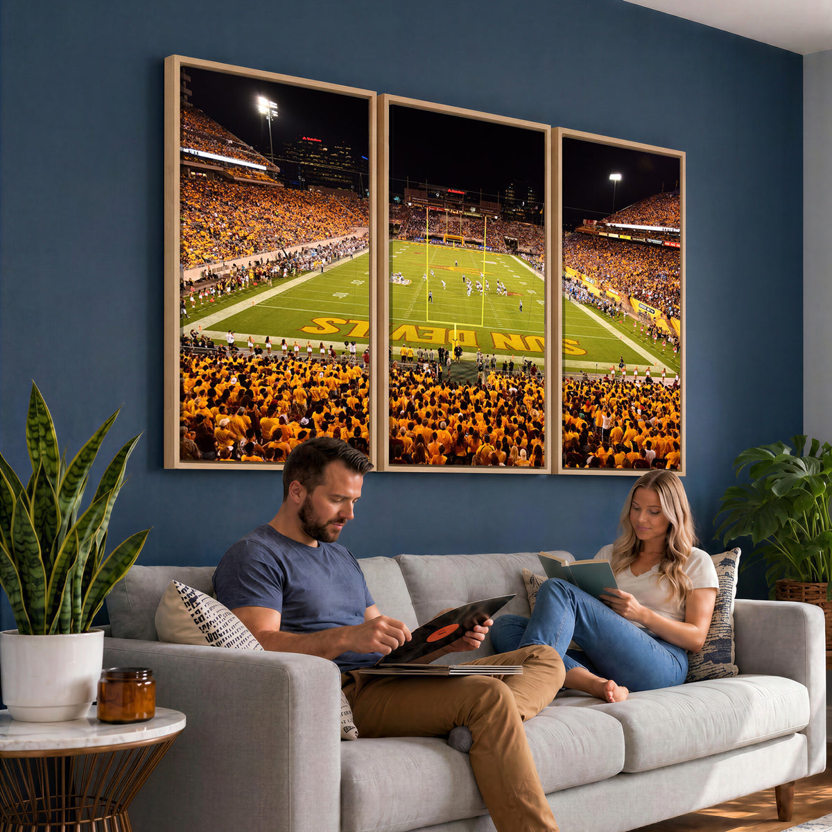 21588-MGV-CV-36X24 - ASU Sun Devils Football Team Print - Phoenix Mountain America Stadium Wall Art Canvas Print