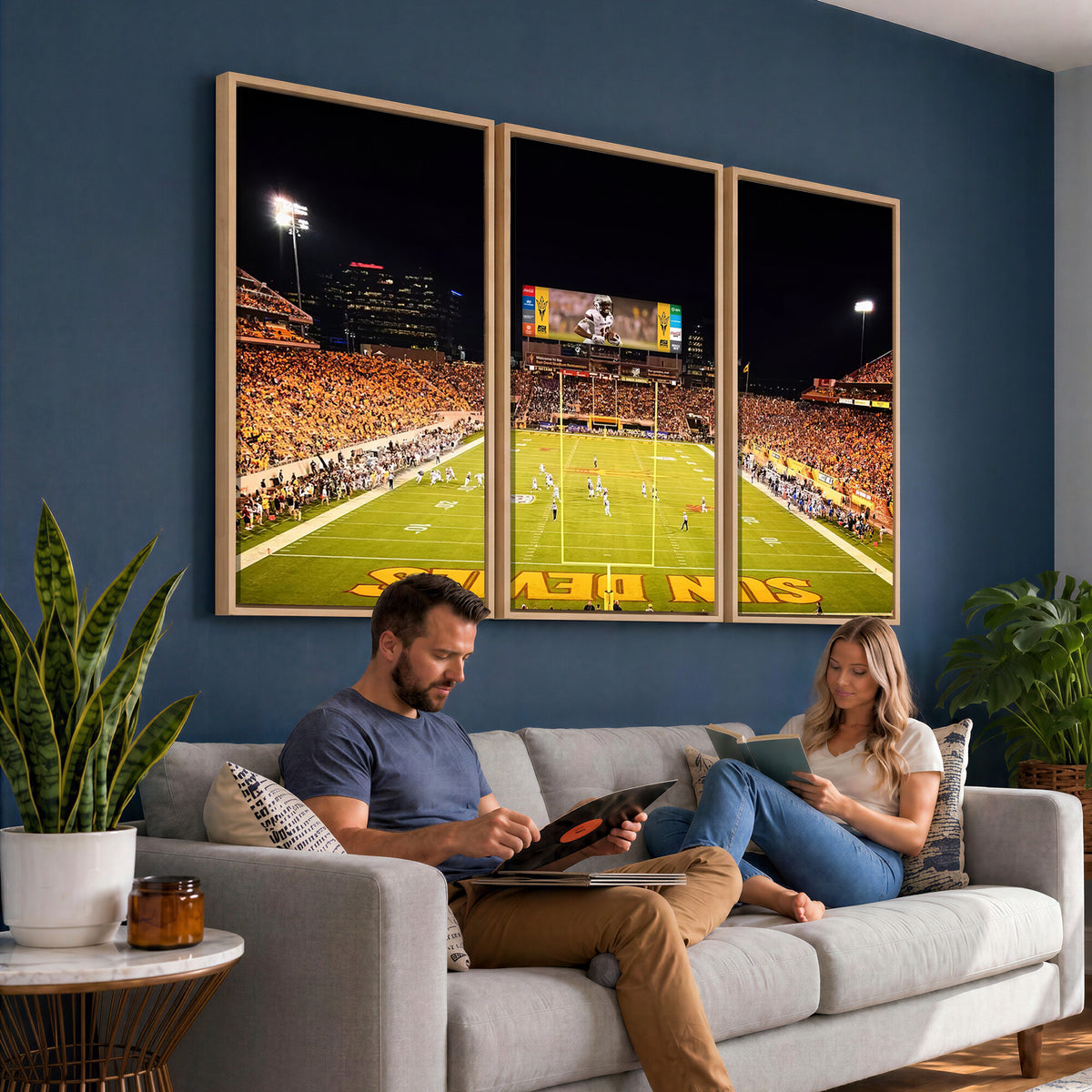 87612-MGV-CV-36X24 - ASU Sun Devils Football Team Print - Phoenix Mountain America Stadium Canvas Print