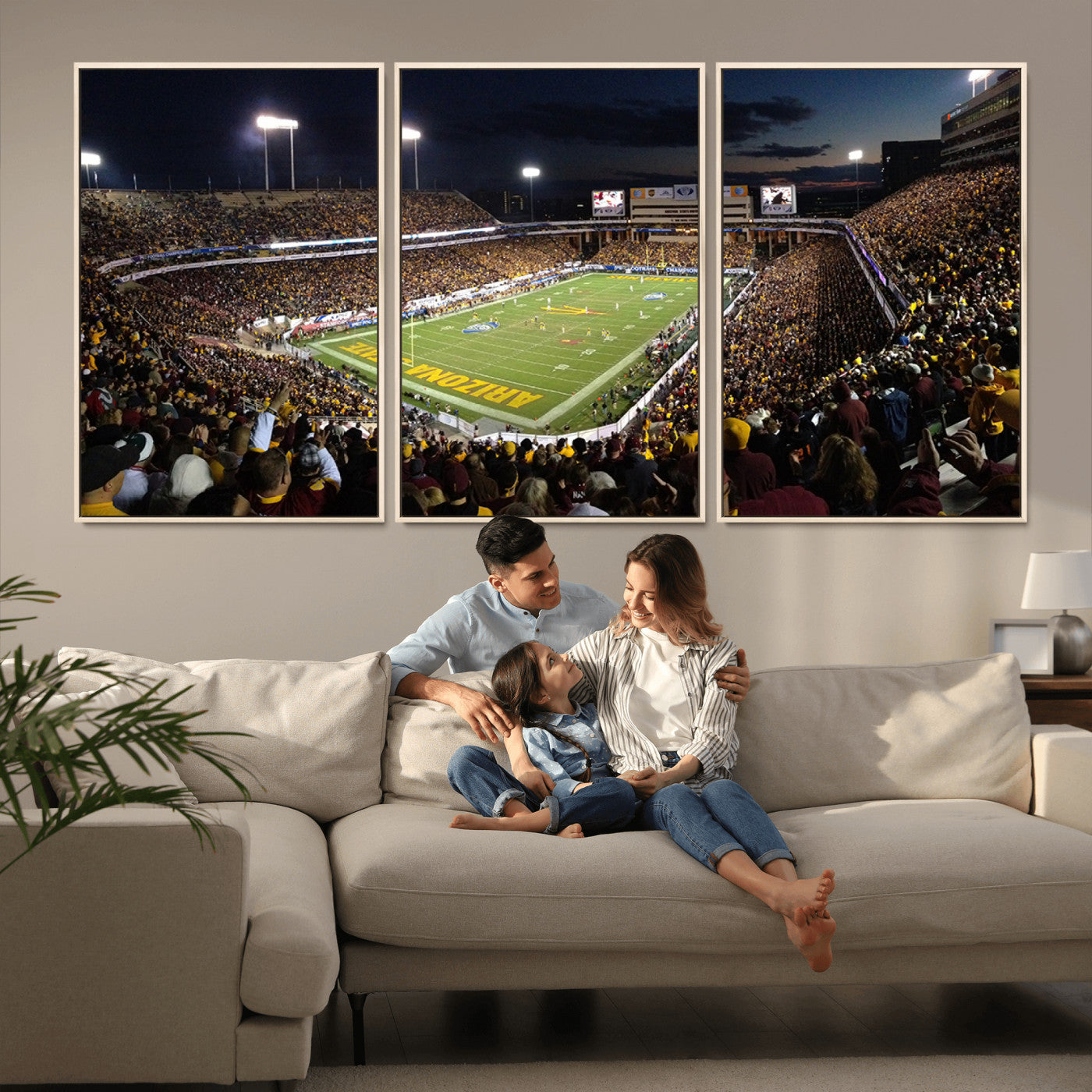 MGV-FC-60X30-3P - ASU Sun Devils Football Team Print Canvas - Phoenix Mountain America Stadium Wall Art Canvas Print