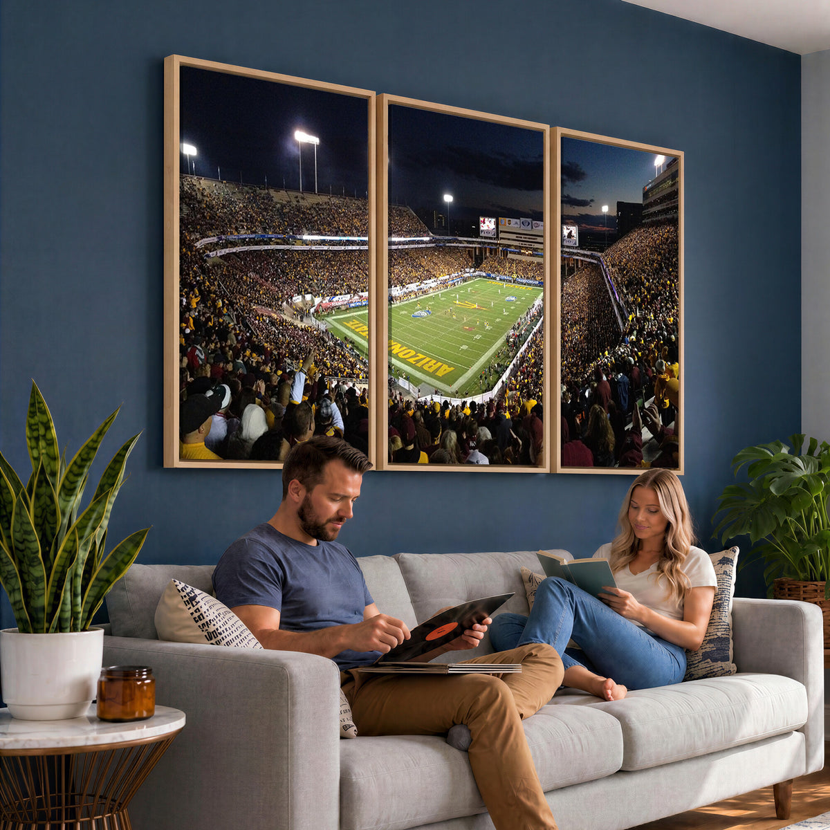 75716-MGV-CV-36X24 - ASU Sun Devils Football Team Print Canvas - Phoenix Mountain America Stadium Wall Art Canvas Print