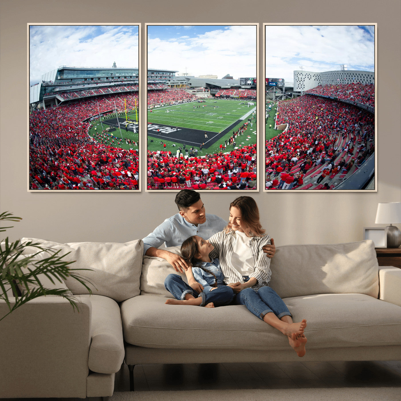 MGV-FC-60X30-3P - Cincinnati Bearcats Football Team Print - Nippert Stadium Wall Art Canvas Print