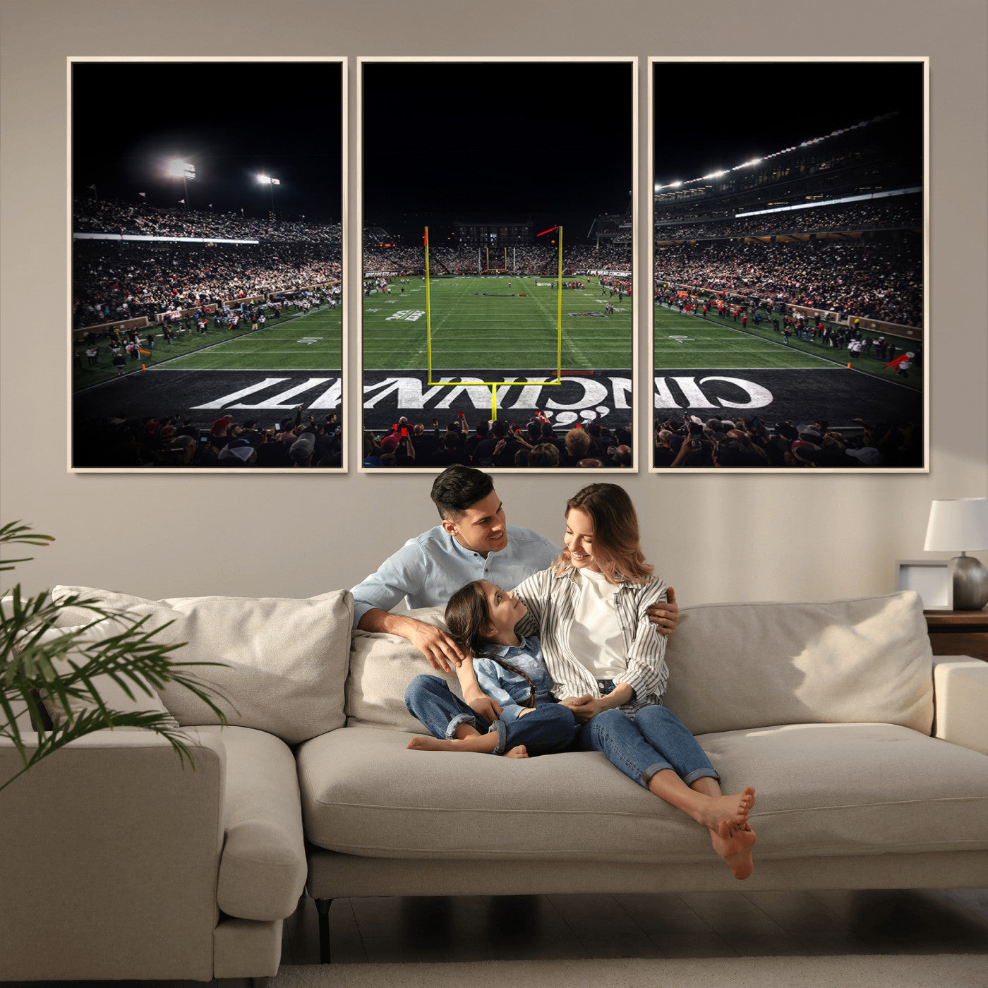 MGV-FC-60X30-3P - Cincinnati Bearcats Football Team Print - Nippert Stadium Wall Art Canvas Print