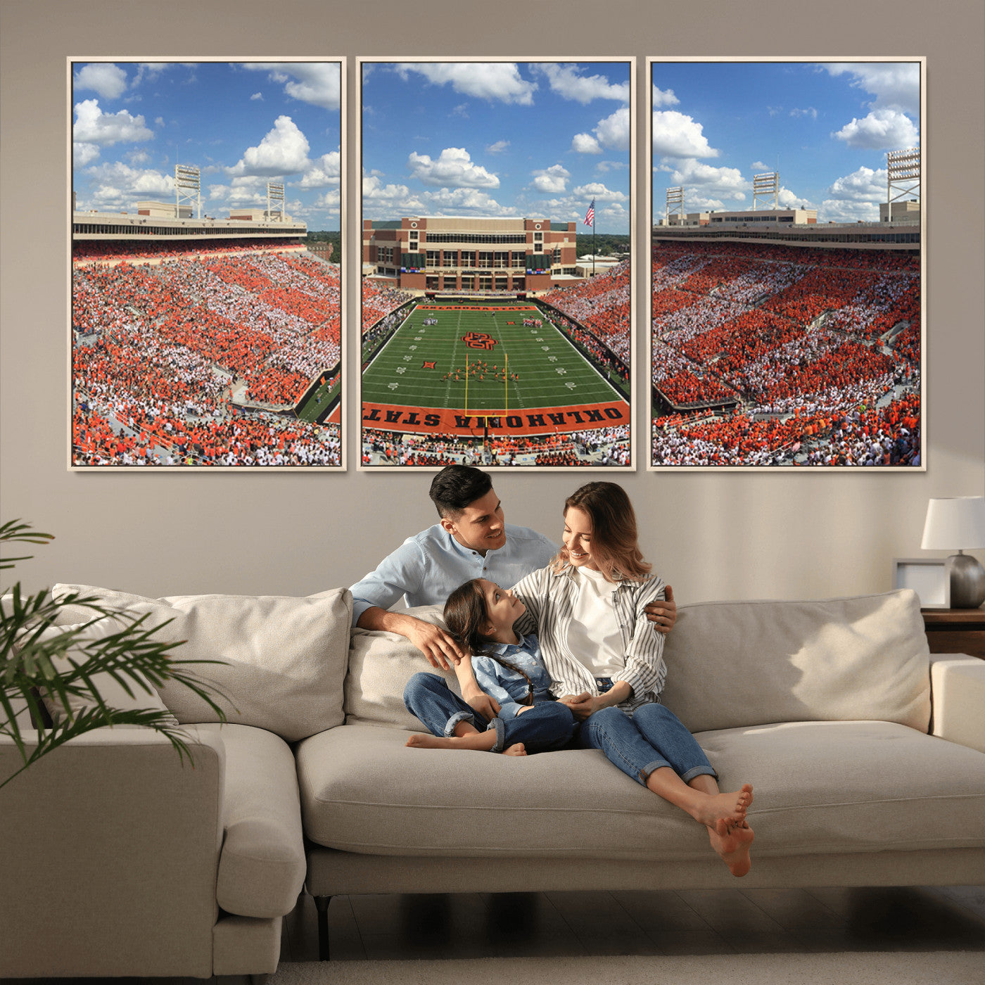 MGV-FC-60X30-3P - Oklahoma State Cowboys Football Team Print - Stillwater Boone Pickens Stadium Wall Art Canvas Print