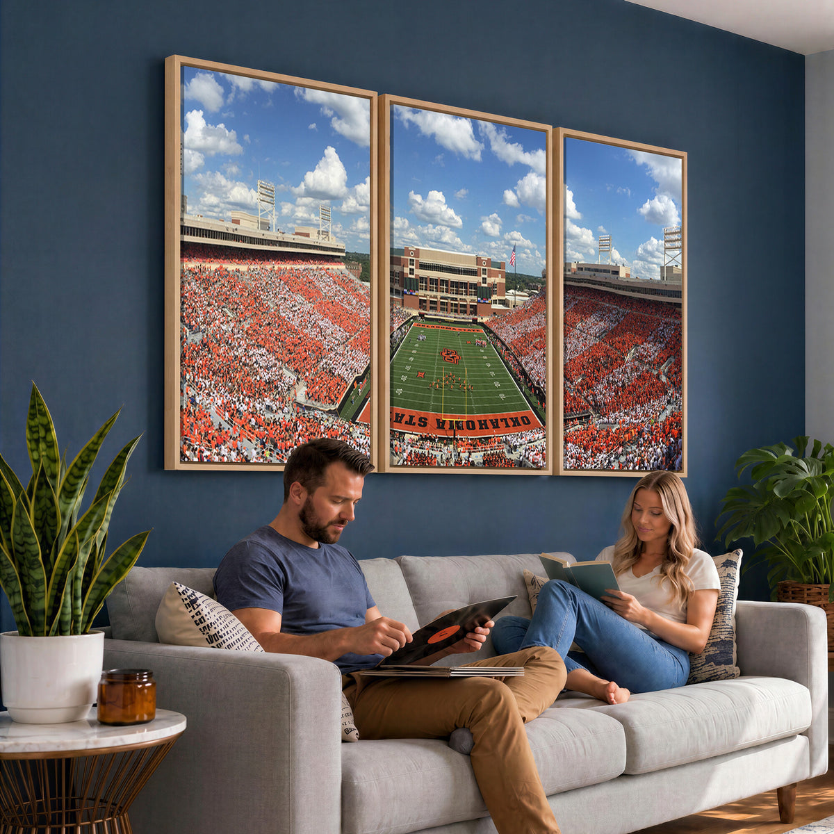65192-MGV-CV-36X24 - Oklahoma State Cowboys Football Team Print - Stillwater Boone Pickens Stadium Wall Art Canvas Print