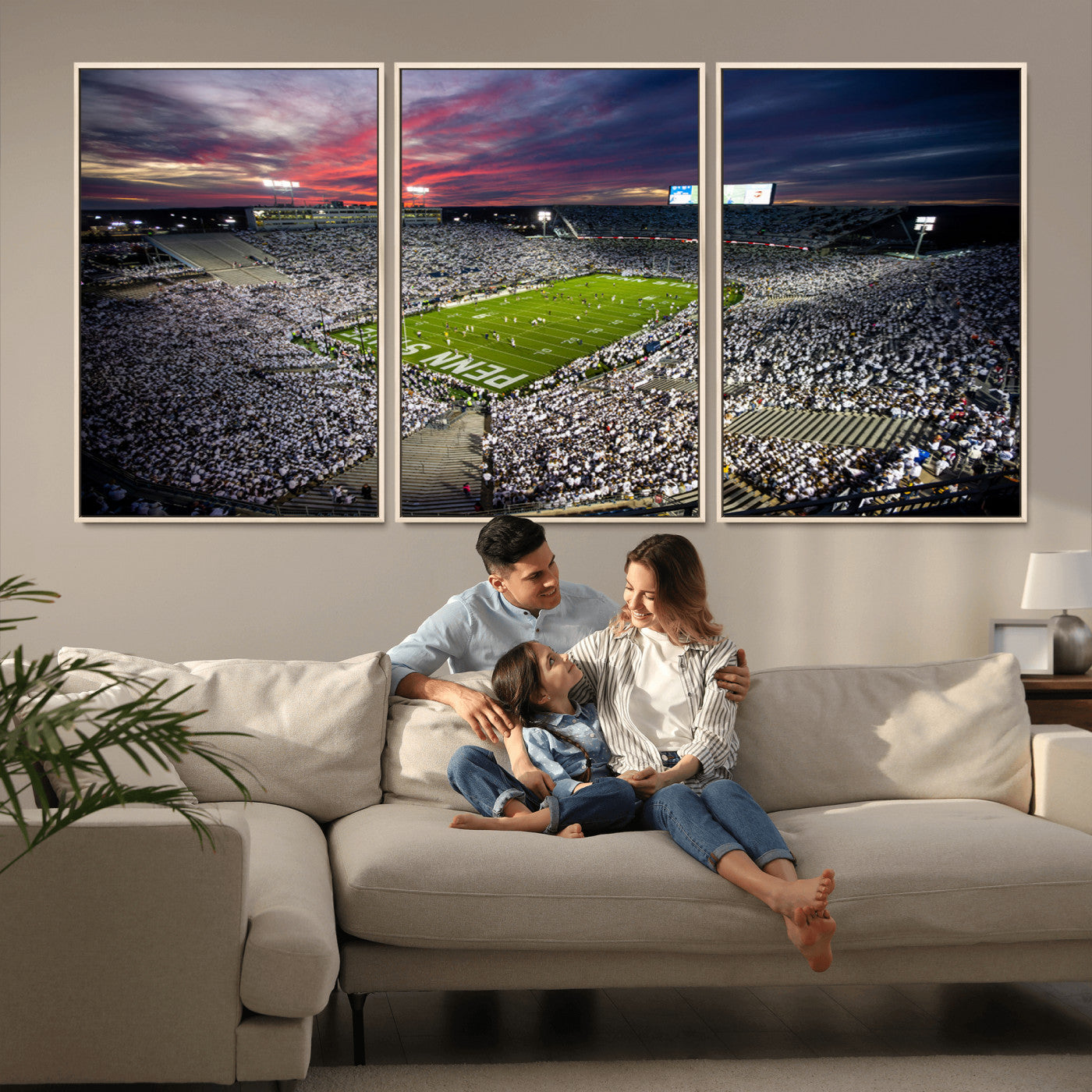 MGV-FC-60X30-3P - Penn State Nittany Lions Football Team Print - University Park Beaver Stadium Art Canvas Print