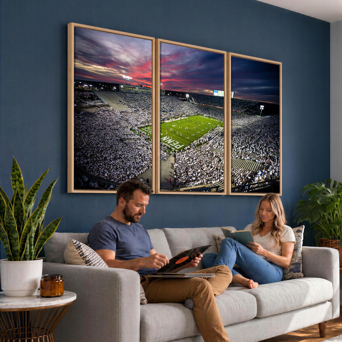 37304-MGV-CV-36X24 - Penn State Nittany Lions Football Team Print - University Park Beaver Stadium Art Canvas Print