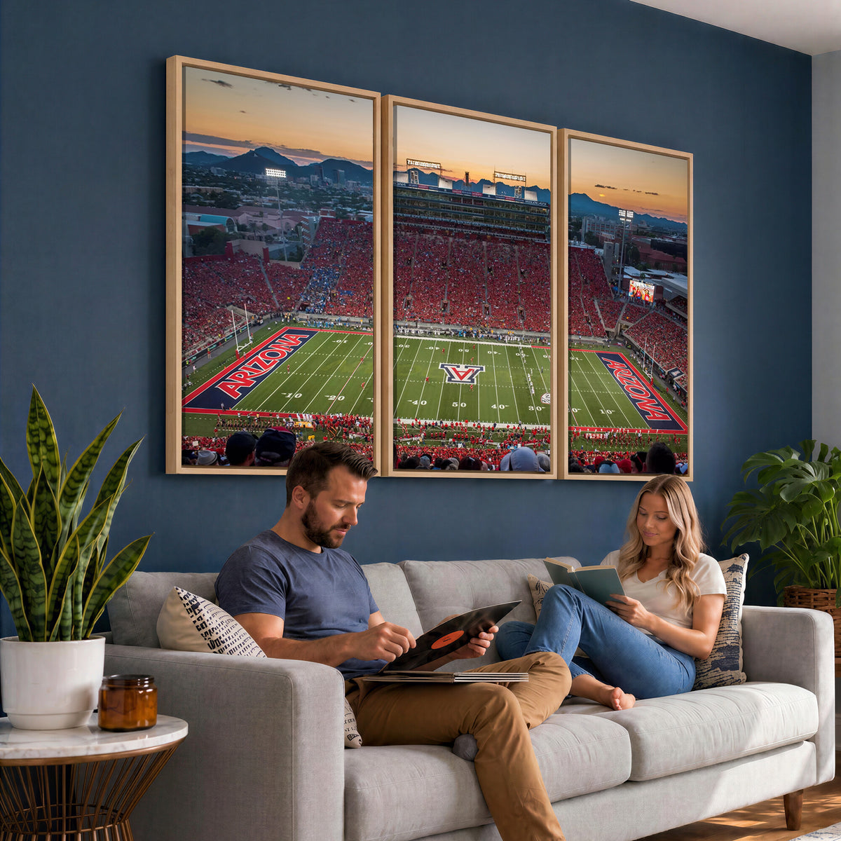 45563-MGV-CV-36X24 - Arizona Wildcats Football Team Print - Tucson Arizona Stadium Wall Art Canvas Print
