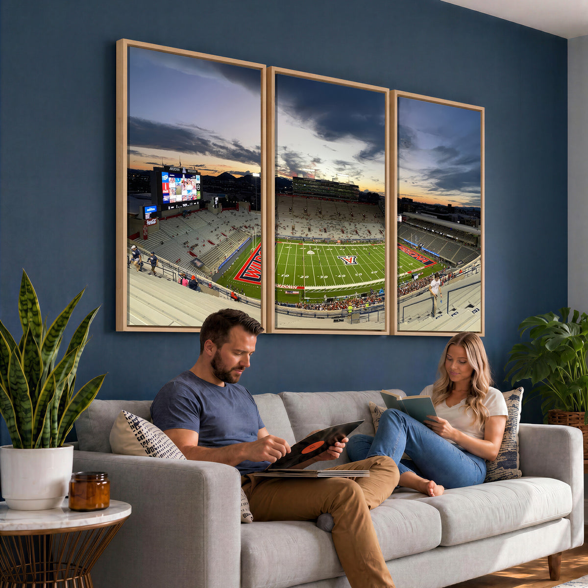 24339-MGV-CV-36X24 - Arizona Wildcats Football Team Print - Tucson Arizona Stadium Wall Art Canvas Print