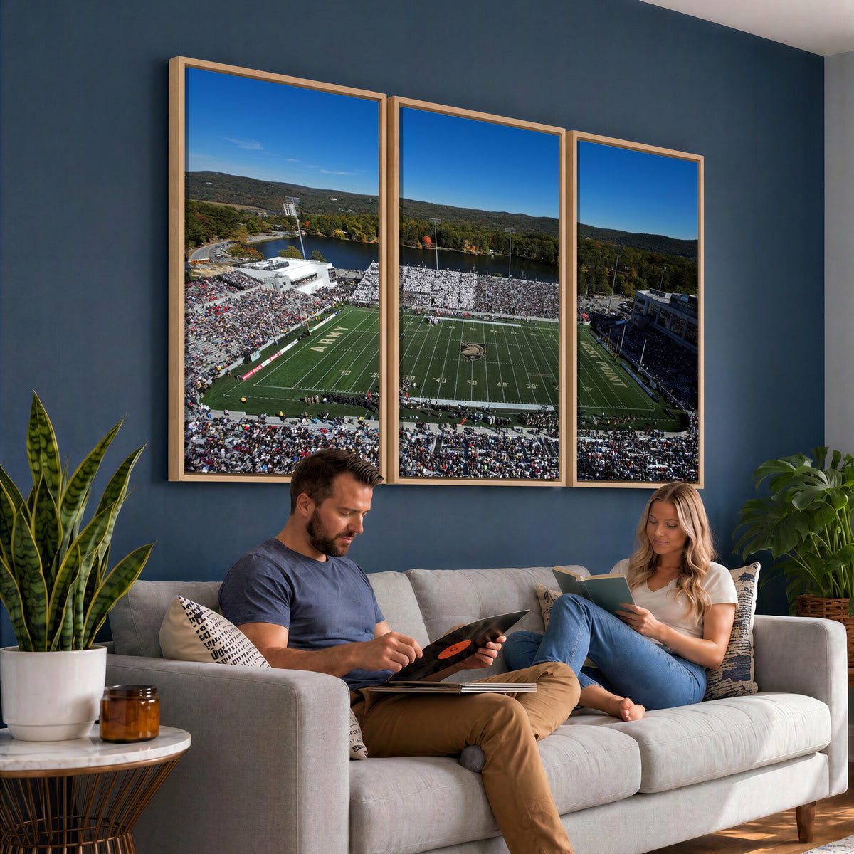 52056-MGV-CV-36X24 - Army Black Knights Football Team Print - West Point Michie Stadium Wall Art Canvas Print