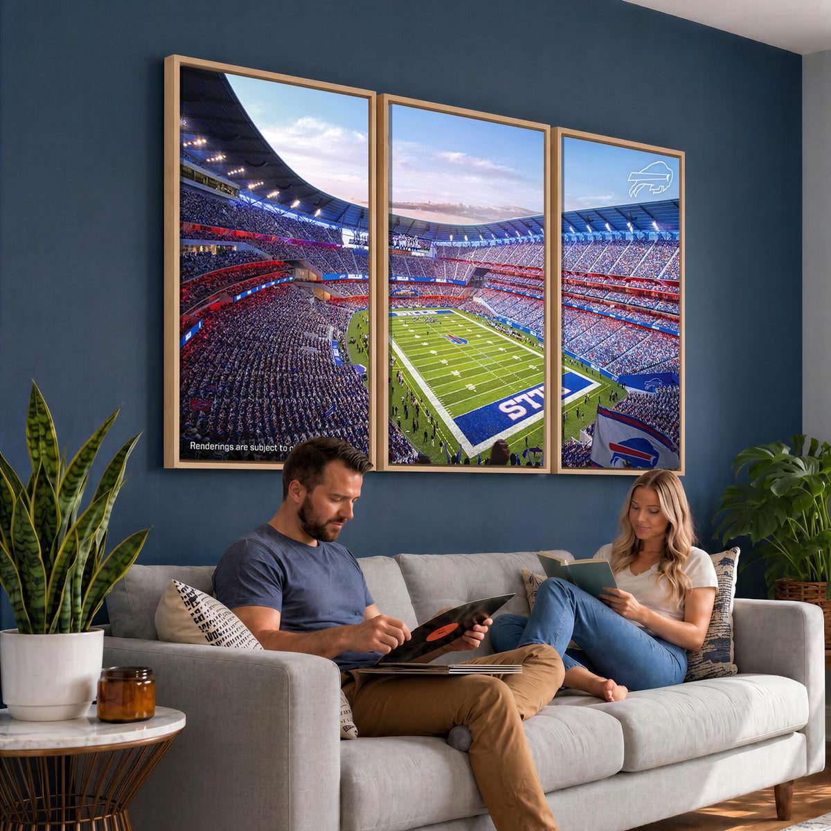 57873-MGV-CV-36X24 - Buffalo Bills Football Team Print Canvas - Buffalo Highmark Stadium Wall Art Canvas Print