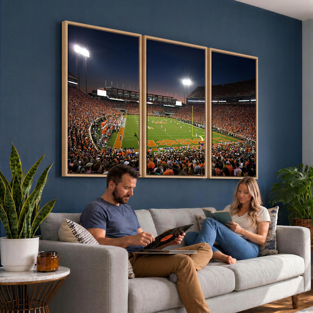32340-MGV-CV-36X24 - Clemson University Tigers Art Print, Football Team Print