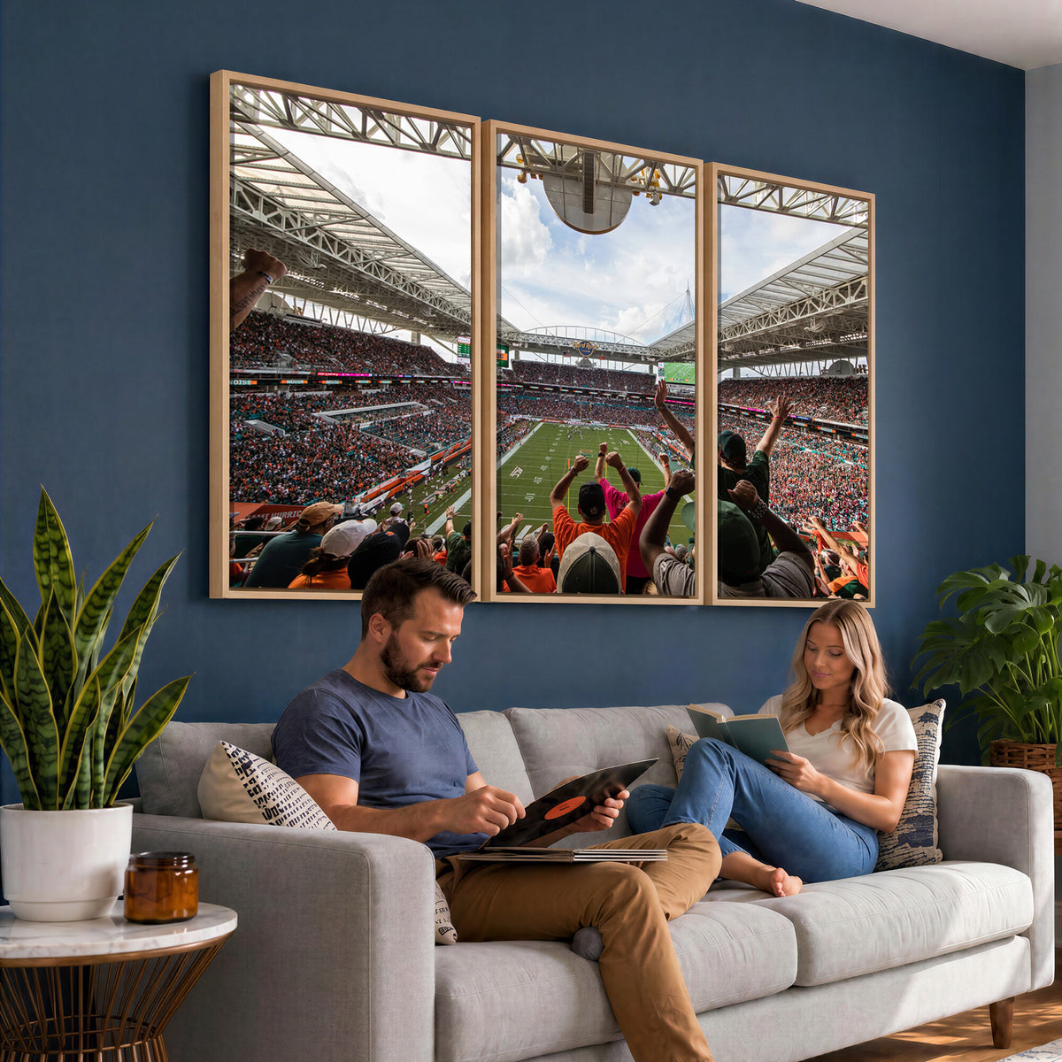 66239-PAN-FL-20X10 - Miami Hurricanes Football Team Wall Art Print - Miami Hard Rock Stadium Wall Art Canvas Print