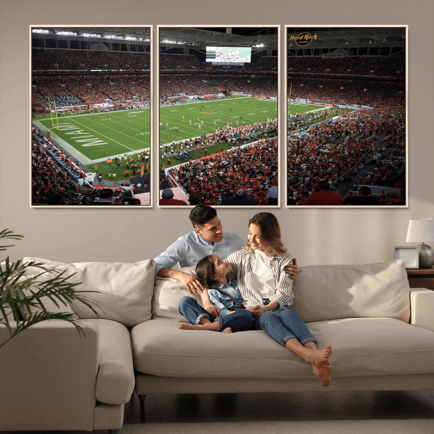MGV-FC-60X30-3P - Miami Hurricanes Football Team Print Canvas- Miami Hard Rock Stadium Wall Art Canvas Print