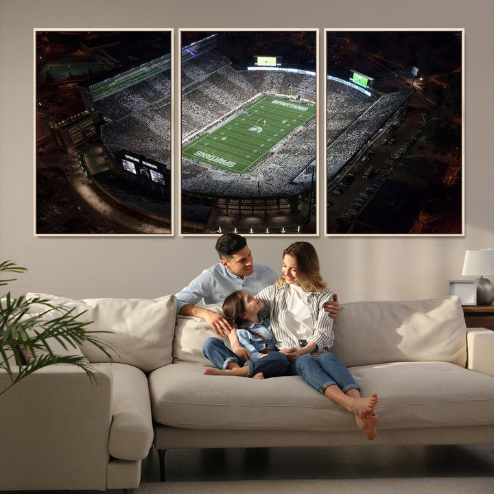 Michigan State Spartans Football Team Print - East Lansing Spartan Stadium Print Wall Art