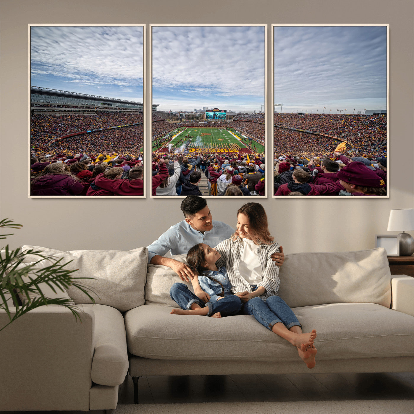 MGV-FC-60X30-3P - University of Minnesota Golden Gophers Football Team Print - Minneapolis Huntington Bank Stadium Art