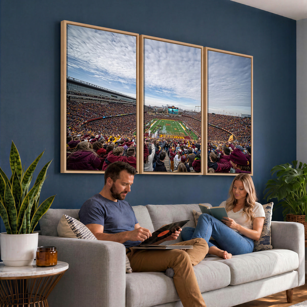 38459-PAN-FL-20X10 - University of Minnesota Golden Gophers Football Team Print - Minneapolis Huntington Bank Stadium Art