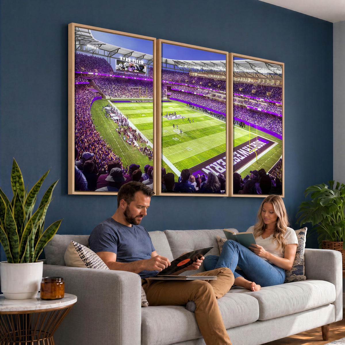 81245-MGV-CV-36X24 - Northwestern University Wildcats Football Team Print - Evanston Ryan Field Wall Art Canvas Print