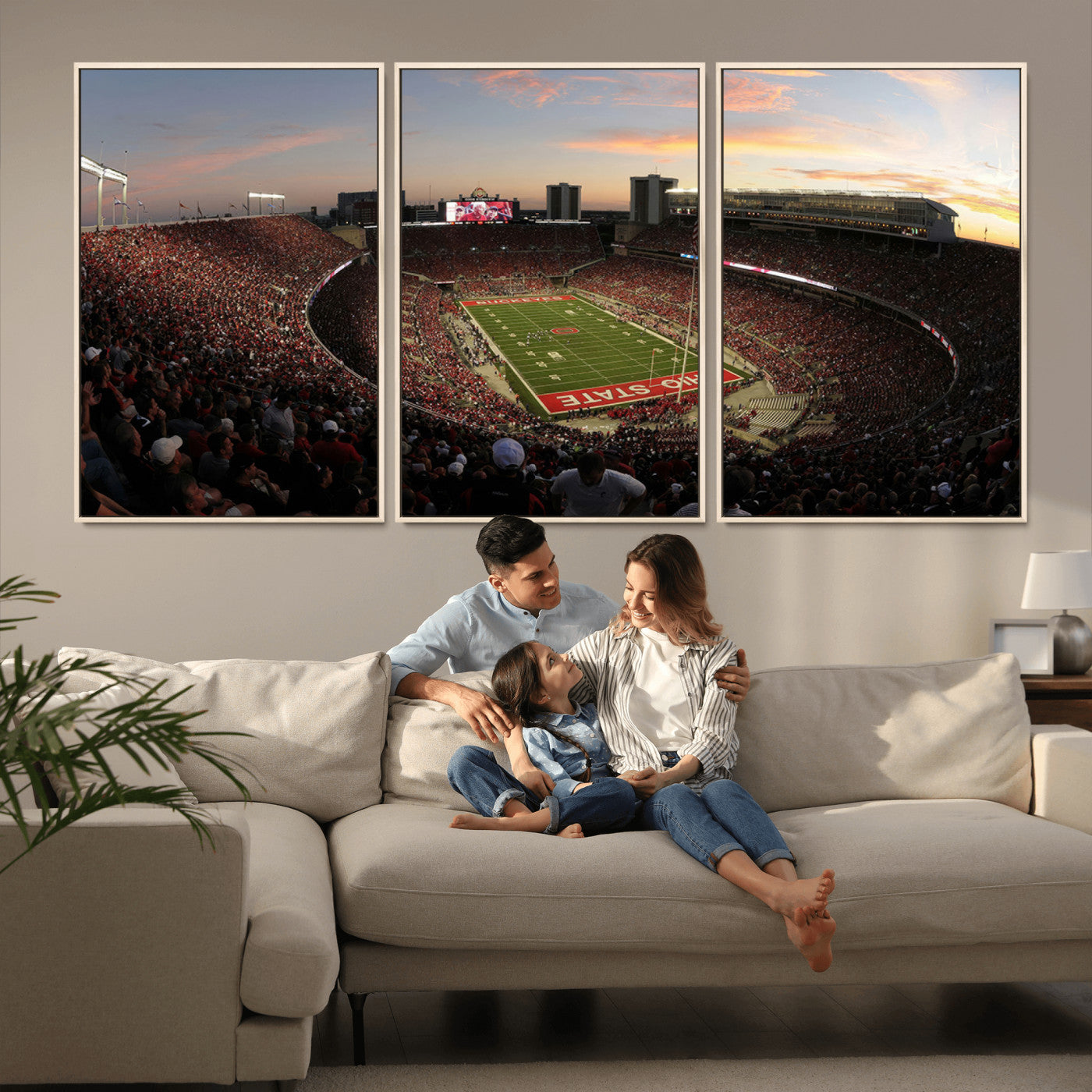 MGV-FC-60X30-3P - Ohio State University Buckeyes Football Team Print - Columbus Ohio Stadium Wall Art Canvas Print