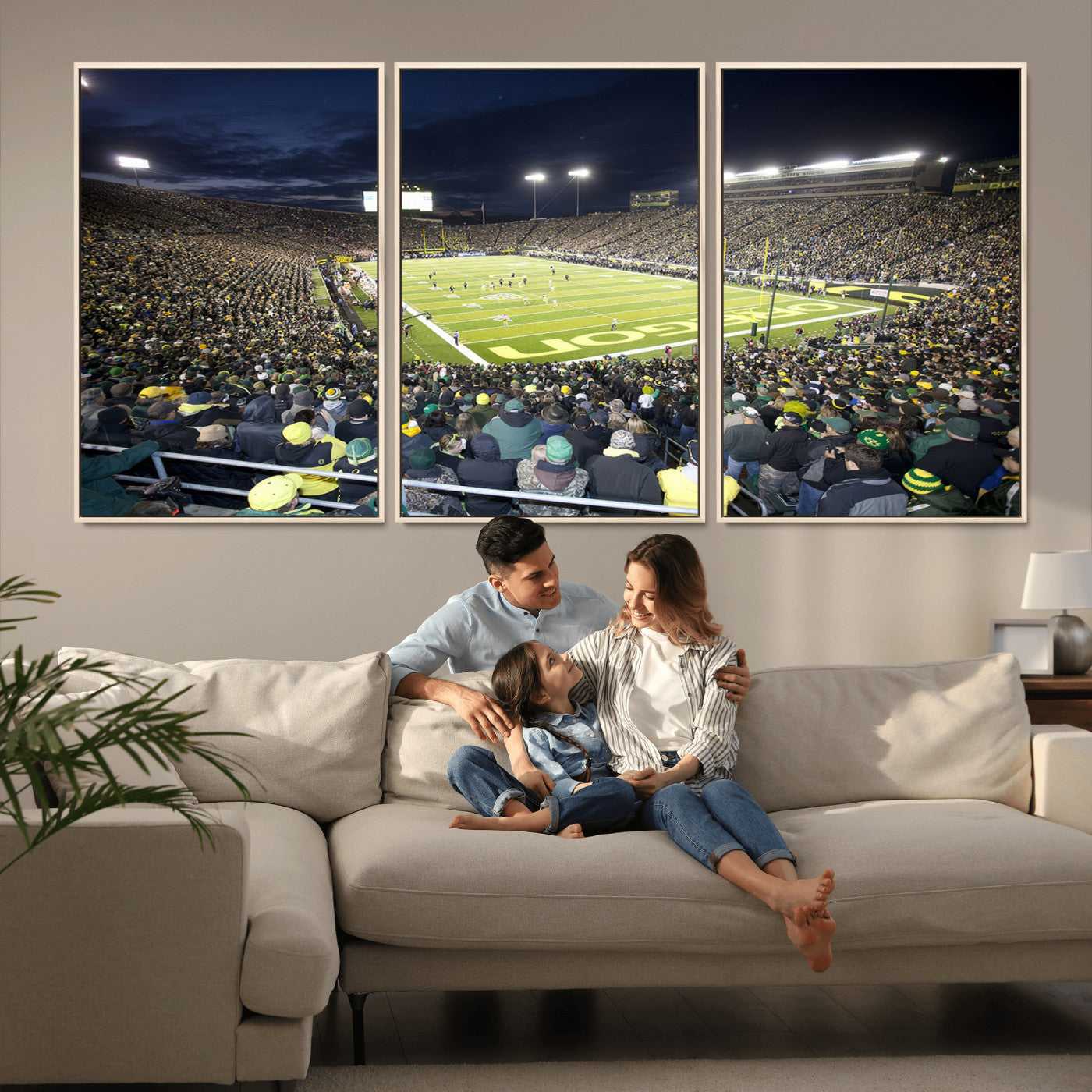 MGV-FC-60X30-3P - University of Oregon Ducks Football Team Print - Eugene Autzen Stadium Wall Art Canvas Print