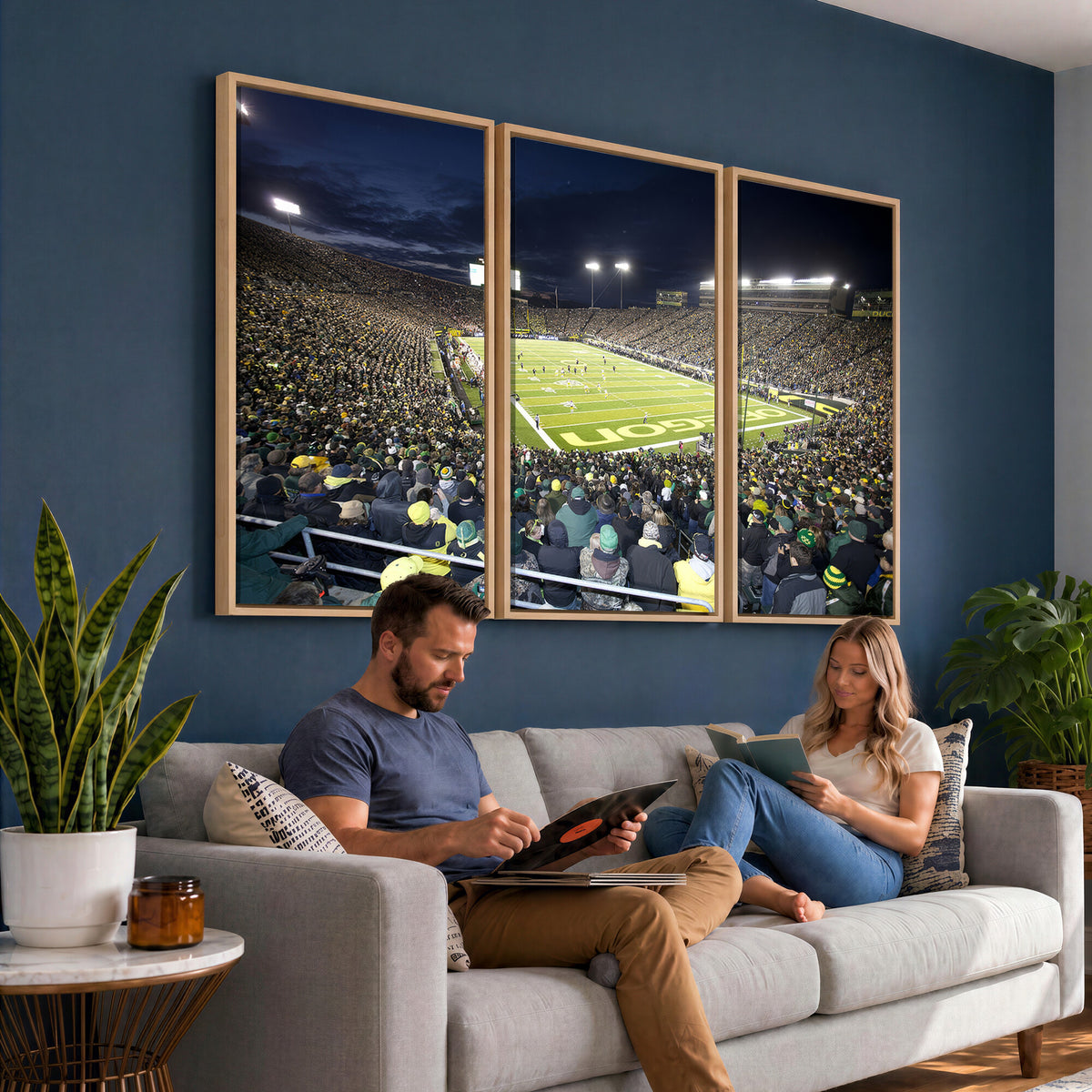 48756-PAN-FL-20X10 - University of Oregon Ducks Football Team Print - Eugene Autzen Stadium Wall Art Canvas Print