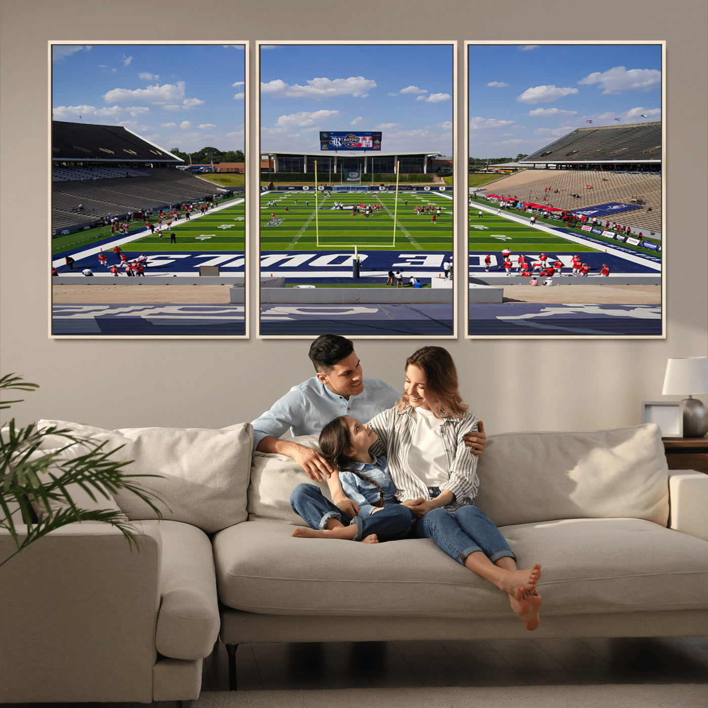 MGV-FC-60X30-3P - Rice University Owls Football Team Print - Houston Rice Stadium Wall Art Canvas Print