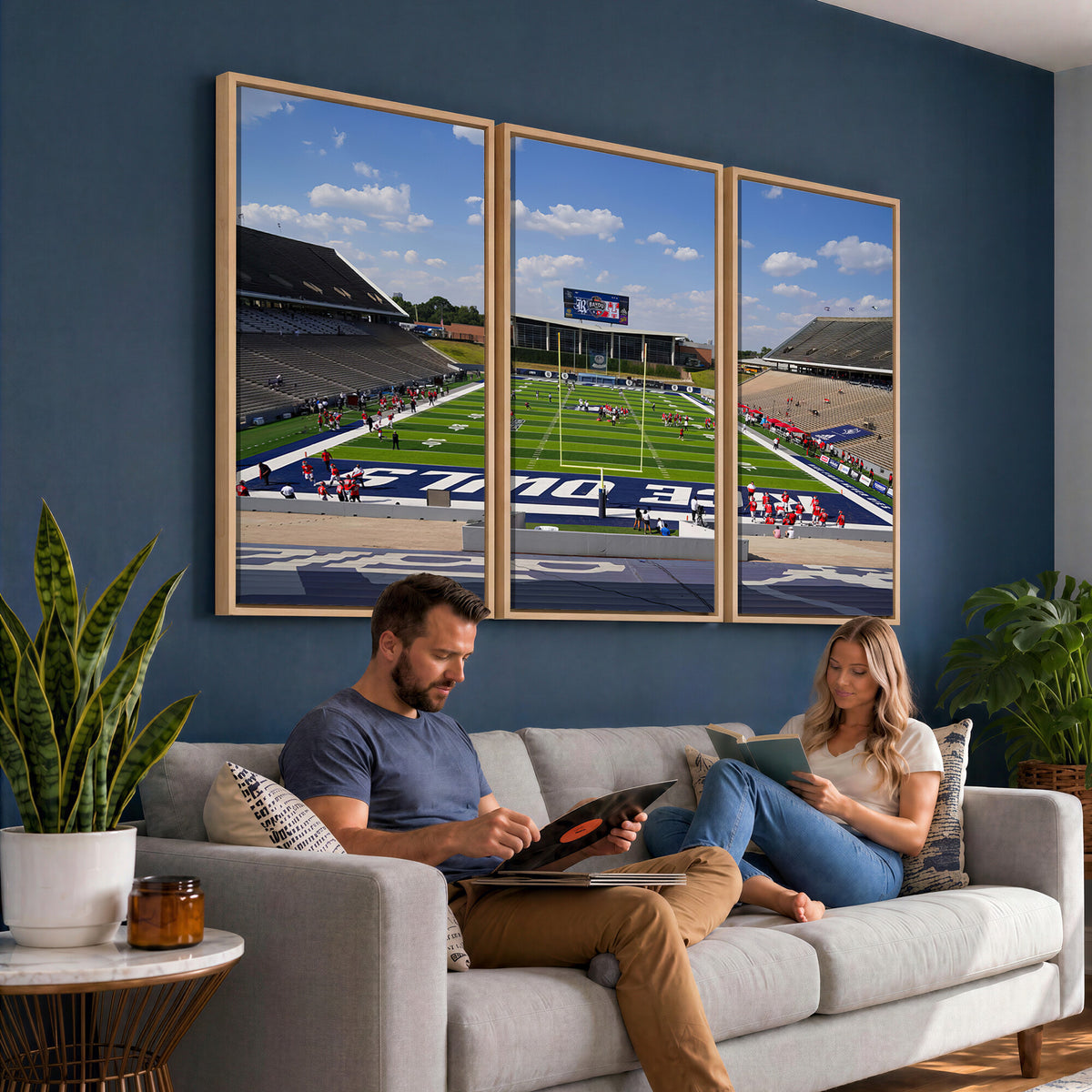 92248-MGV-CV-36X24 - Rice University Owls Football Team Print, Houston Rice Stadium