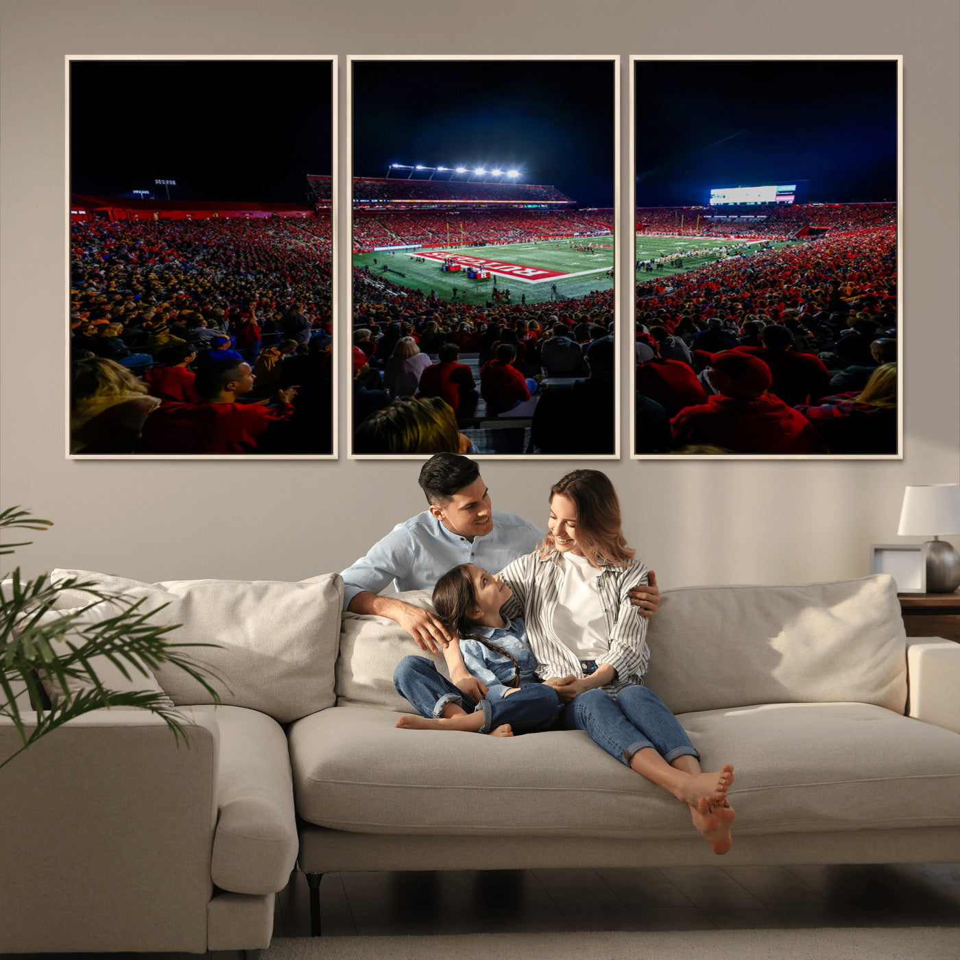 MGV-FC-60X30-3P - Rutgers Scarlet Knights Football Team Print - SHI Stadium, Piscataway Wall Art Canvas Print