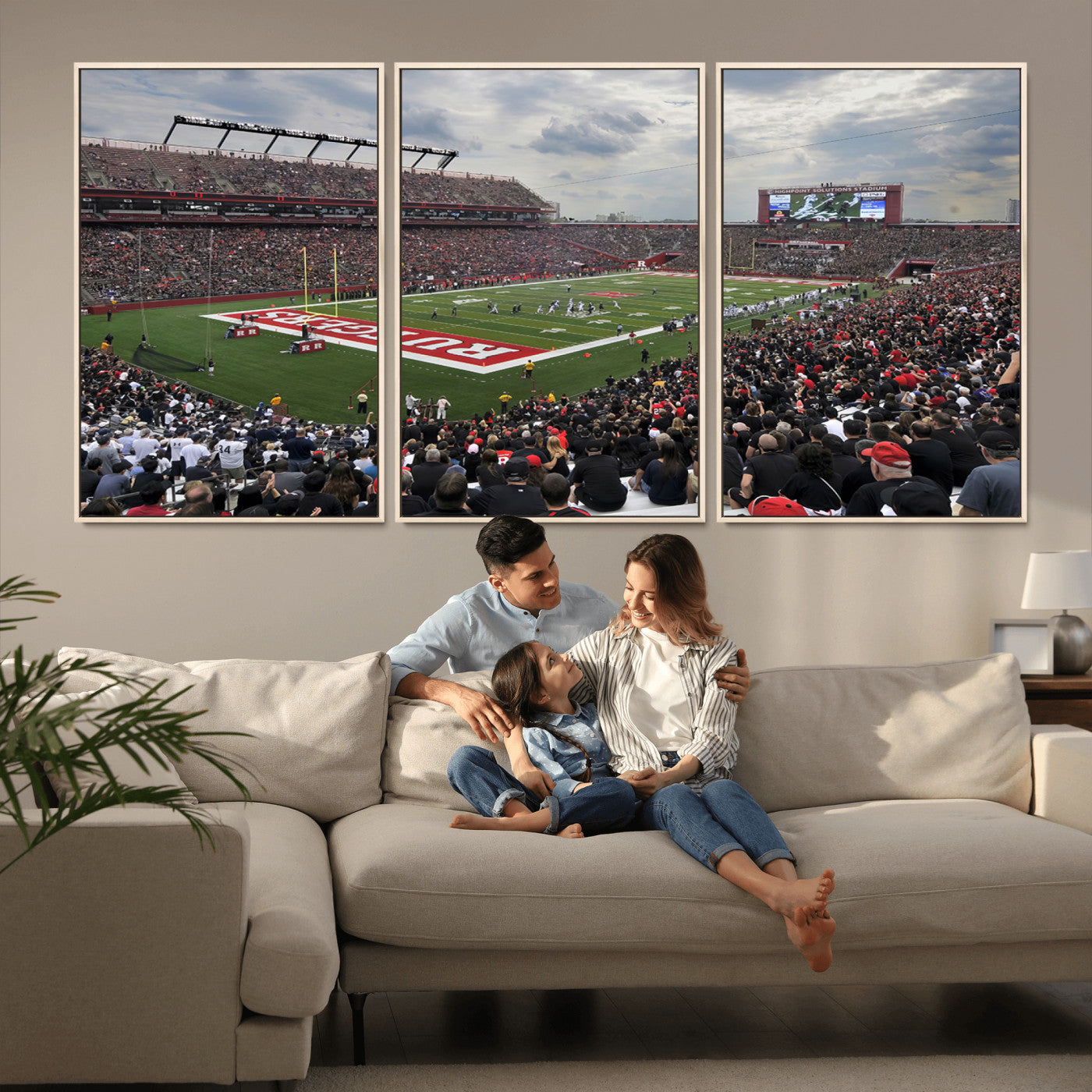 MGV-FC-60X30-3P - Rutgers Scarlet Knights Football Team Print - SHI Stadium, Piscataway Wall Art Canvas Print