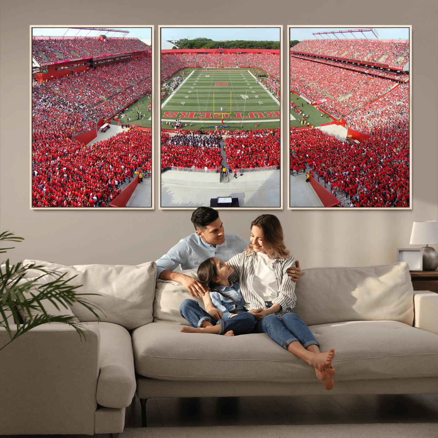 MGV-FC-60X30-3P - Rutgers Scarlet Knights Football Team Print - Piscataway SHI Stadium Wall Art Canvas Print