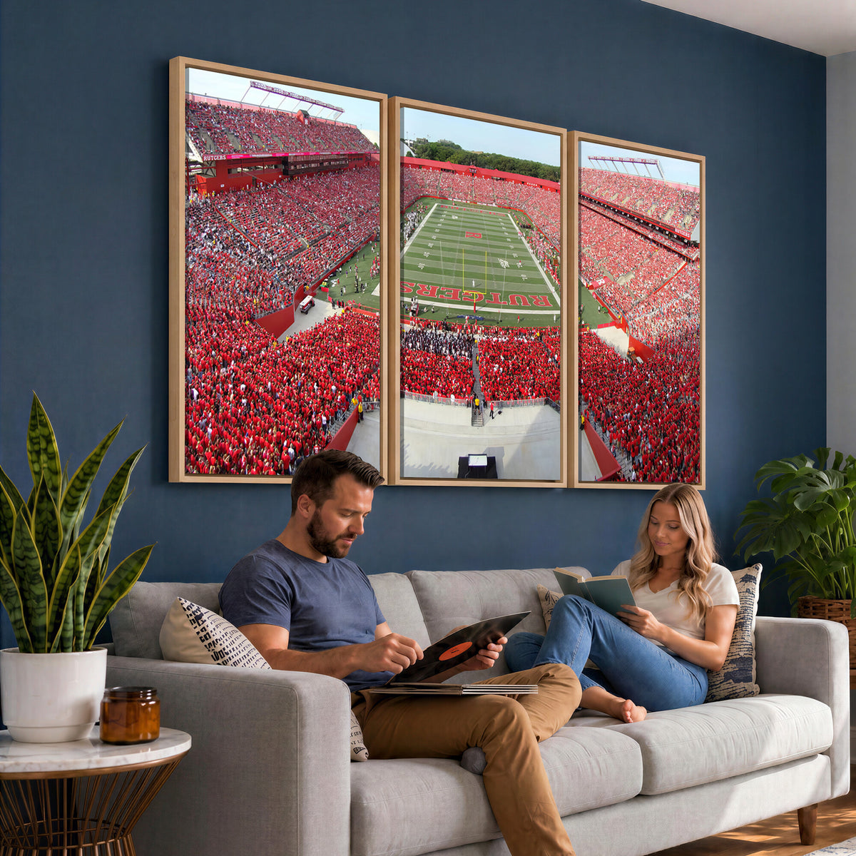 90818-PAN-FL-20X10 - Rutgers Scarlet Knights Football Team Print - Piscataway SHI Stadium Wall Art Canvas Print