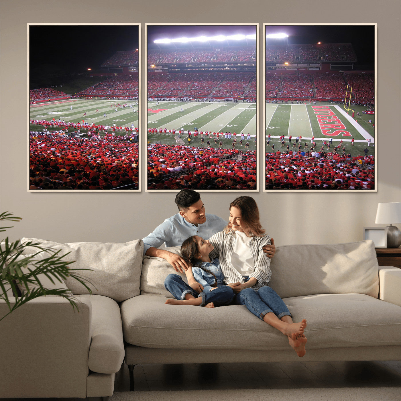MGV-FC-60X30-3P - Rutgers University Scarlet Knights Football Team Print - Piscataway SHI Stadium Wall Art Canvas