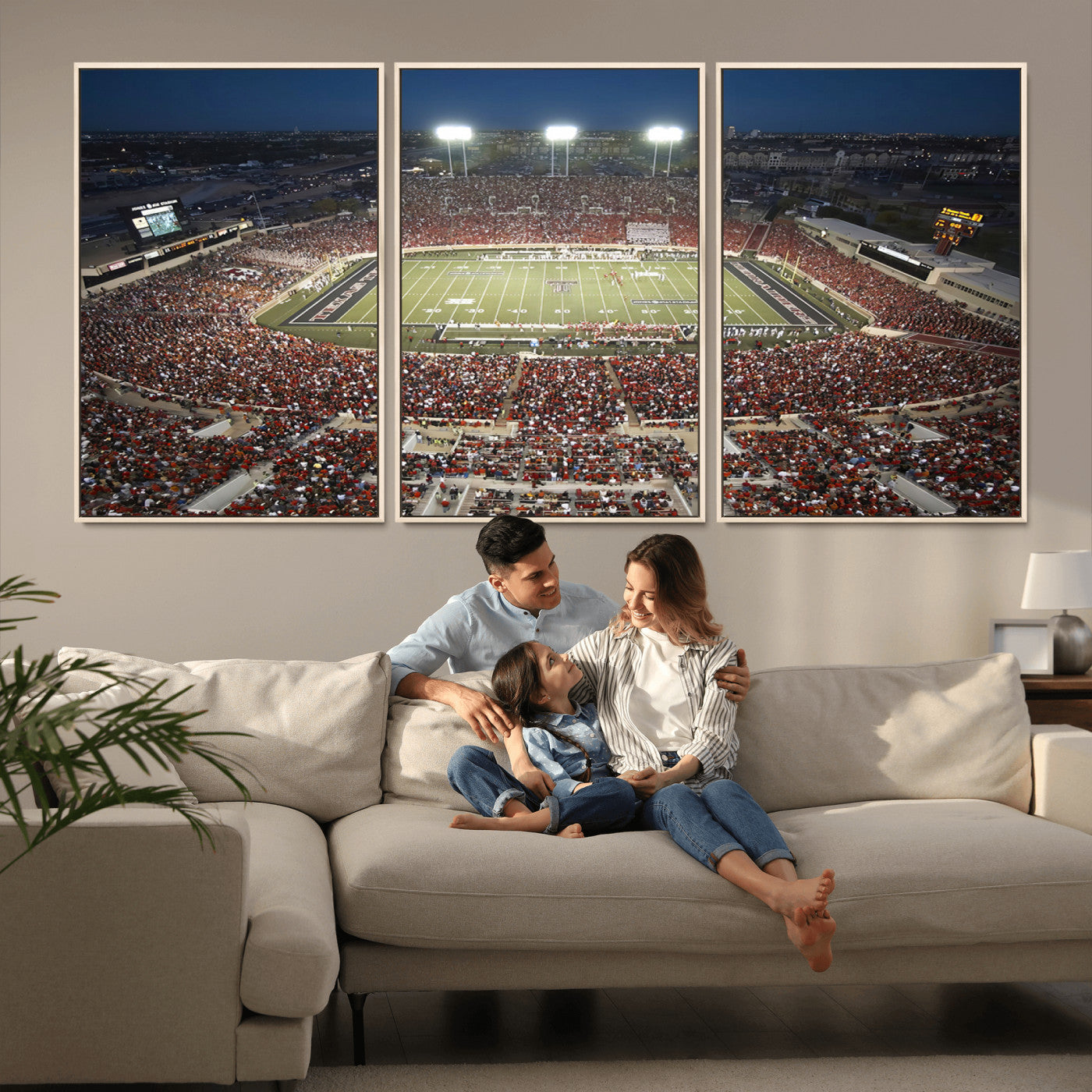 MGV-FC-60X30-3P - Texas Tech Red Raiders Football Team Print - Lubbock Jones AT&T Stadium Wall Art Canvas Print