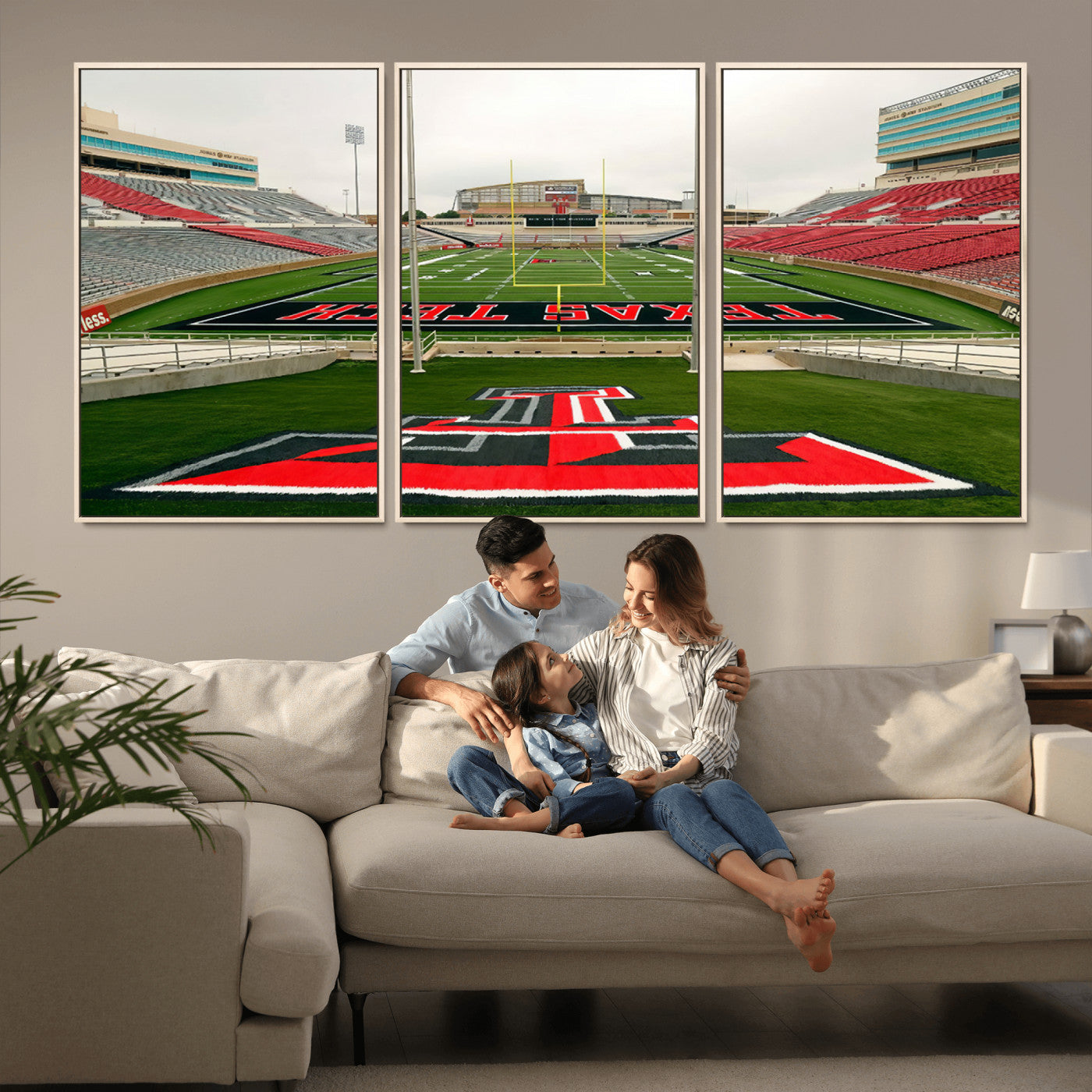 MGV-FC-60X30-3P - Texas Tech Red Raiders Football Team Print - Lubbock Jones AT&T Stadium Wall Art Canvas Print
