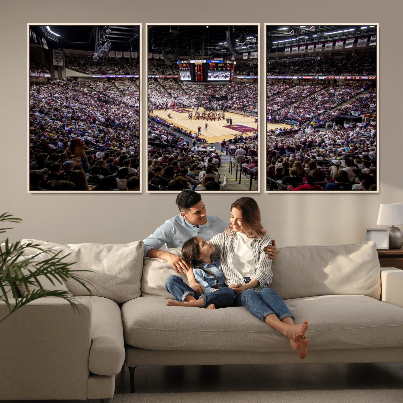 MGV-FC-60X30-3P - University of Nebraska Cornhuskers Basketball Team Print - Lincoln Red Arena Wall Art Canvas Print